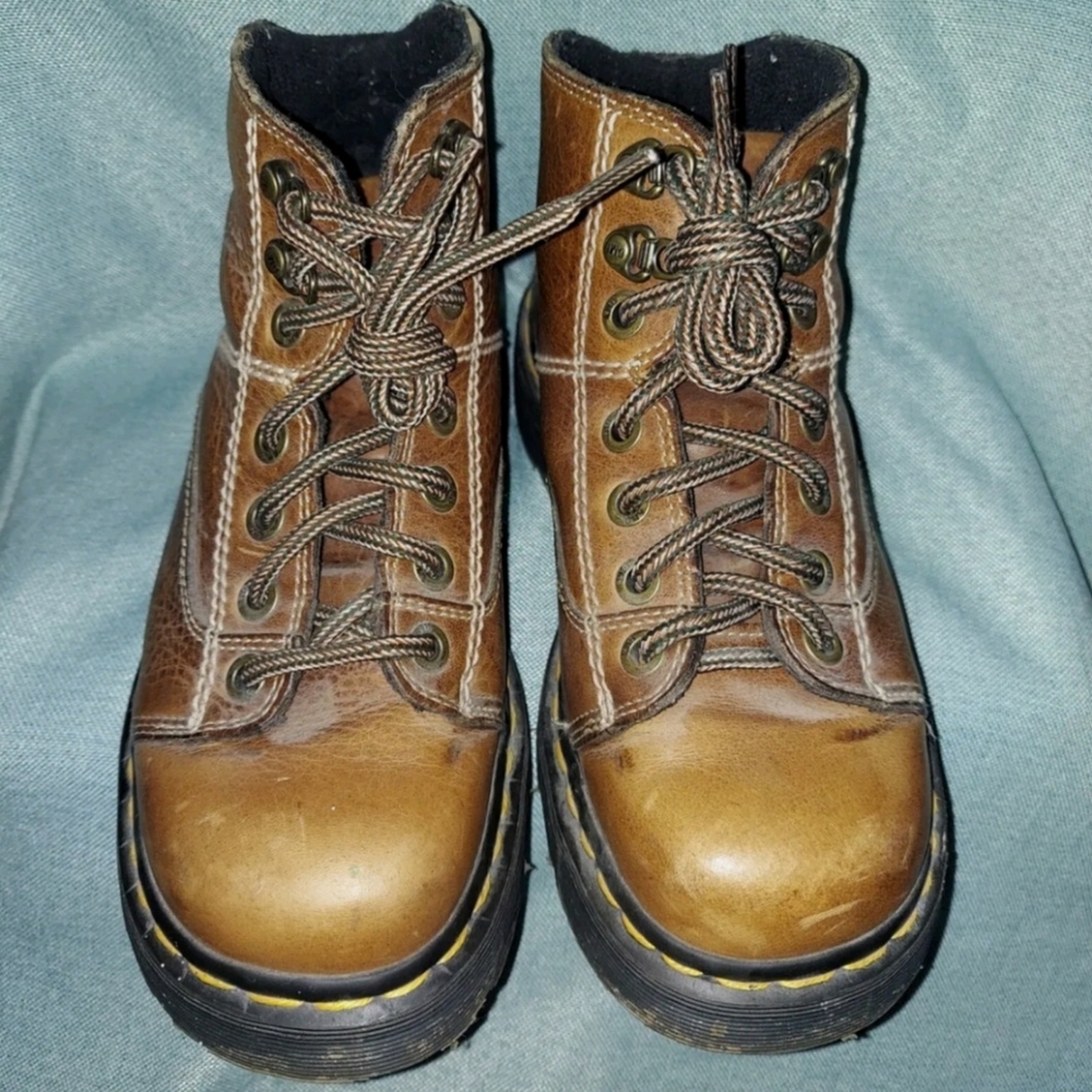 Dr Doc Martens 8A07 Brown Leather Ankle Lace Up Boots